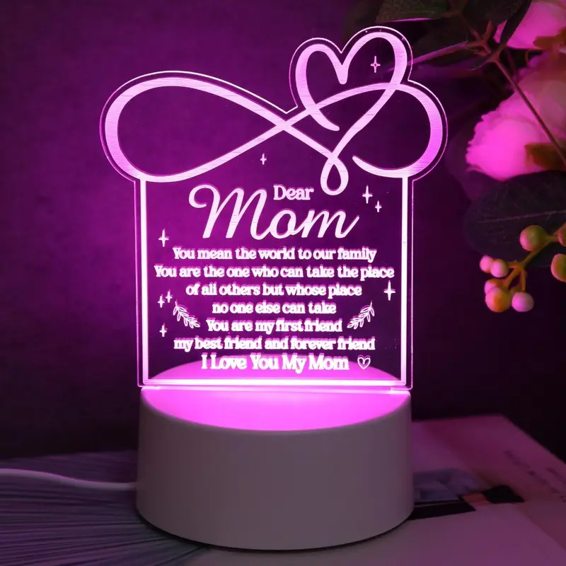 To My Mom Letter Pattern Night Light, USB Powered Desktop Decorative Light, Creative Gift for Mom, Birthday Gift, Mother's Day Gift, Lamp 6