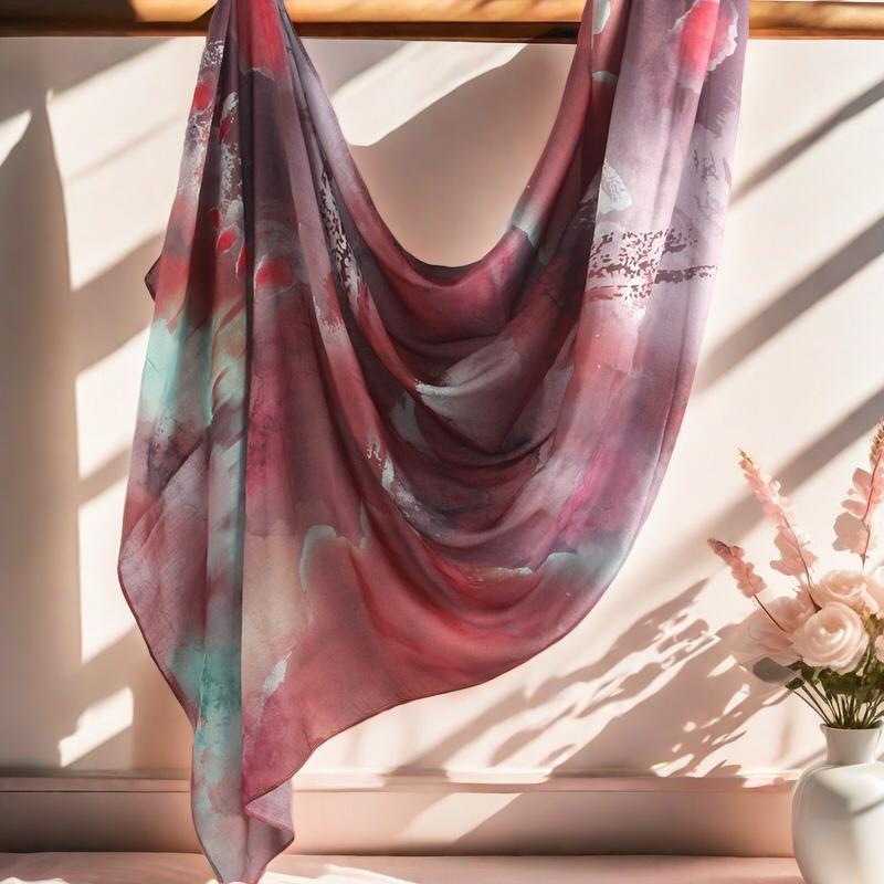 Product Introduction of Watercolor Floral Polyester Cotton Breathable Light Weight Soft Long Fashion Headscarf Single Sided Printing Muslim Hijabs Shawl 8