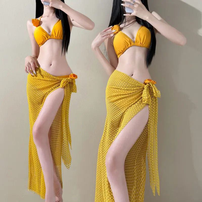Bộ Bikini, Bộ Hai Mảnh, Váy Dài, Thích Hợp Cho Kỳ Nghỉ Bãi Biển Và Đảo, Áo Tắm Cho Nữ, Bộ Ba Mảnh, Gợi Cảm, Với Mùa Xuân Hè Mùa Hè, Năm 2024 1