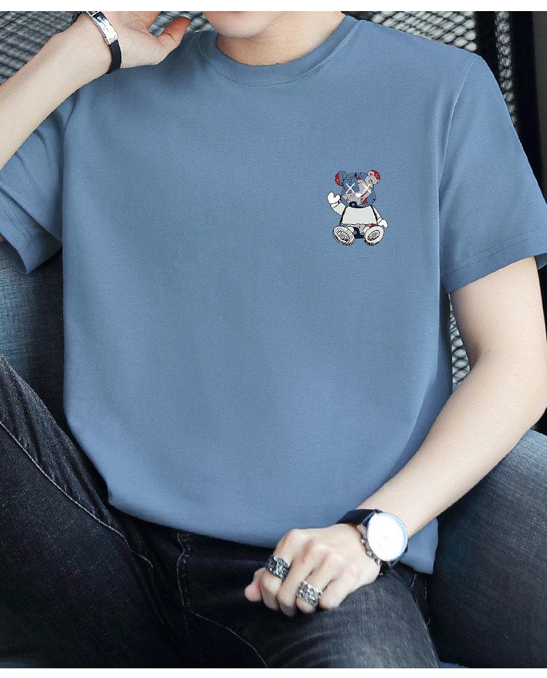 Product Introduction of Heavyweight White T-Shirt Men's Short Sleeve Bear Crew Neck Loose Fit Half Sleeve Pedal 20