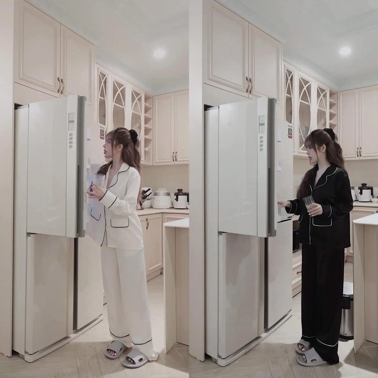 Đồ bộ mặc nhà ( Lụa Latin ) (40-80kg ) Trơn 2 màu pijama nữ Women Voi
