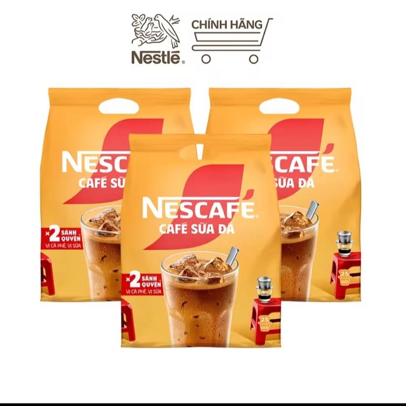Combo 3 bịch cà phê sữa Nescafé cà phê sữa đá (Bịch 25 gói x 24g) tặng quà ngẫu nhiên