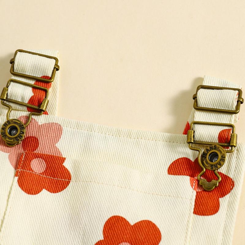 Product Introduction of Pink/ White Toddler Kid Little Girl Denim Overalls Flower/Strawberry Print Jeans Overalls Strap Suspender Shorts Outfit 6 12 18 24 Months 2-6 Years Old Kid 39