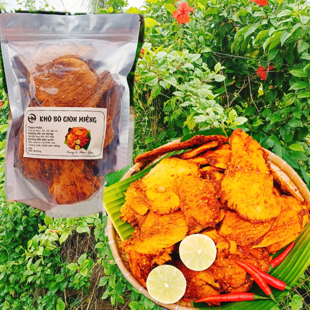 500g KHÔ BÒ   MIẾNG GIÒN   LOai trung TÚI  ZIP Snack