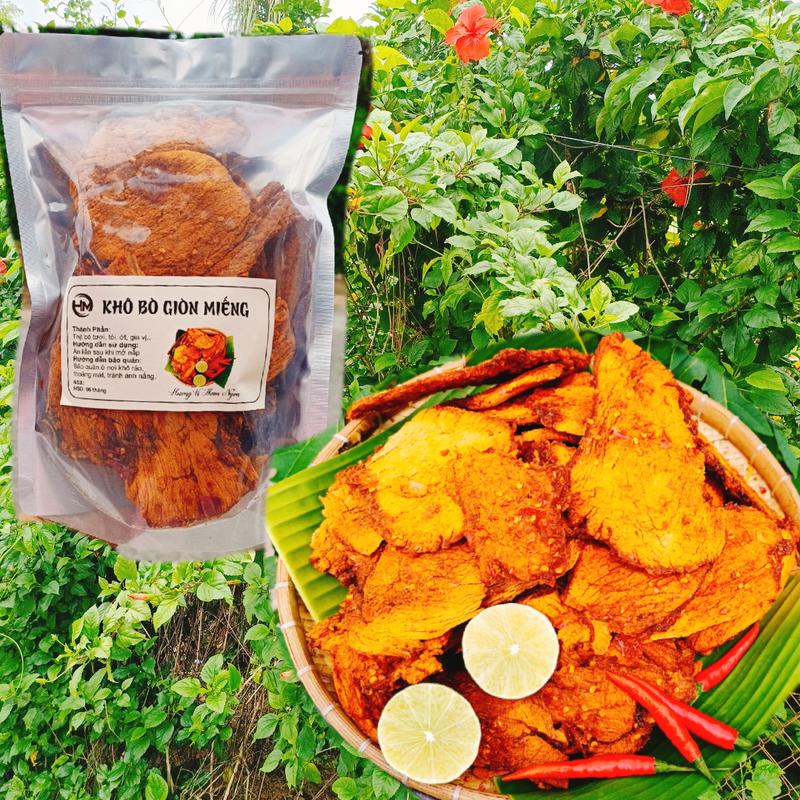 500g KHÔ BÒ  GIÒN   LOẠI    TRUNG      MIẾNG  VỪA  TÚI  ZIP       ĂN VẶT   NGON Snack
