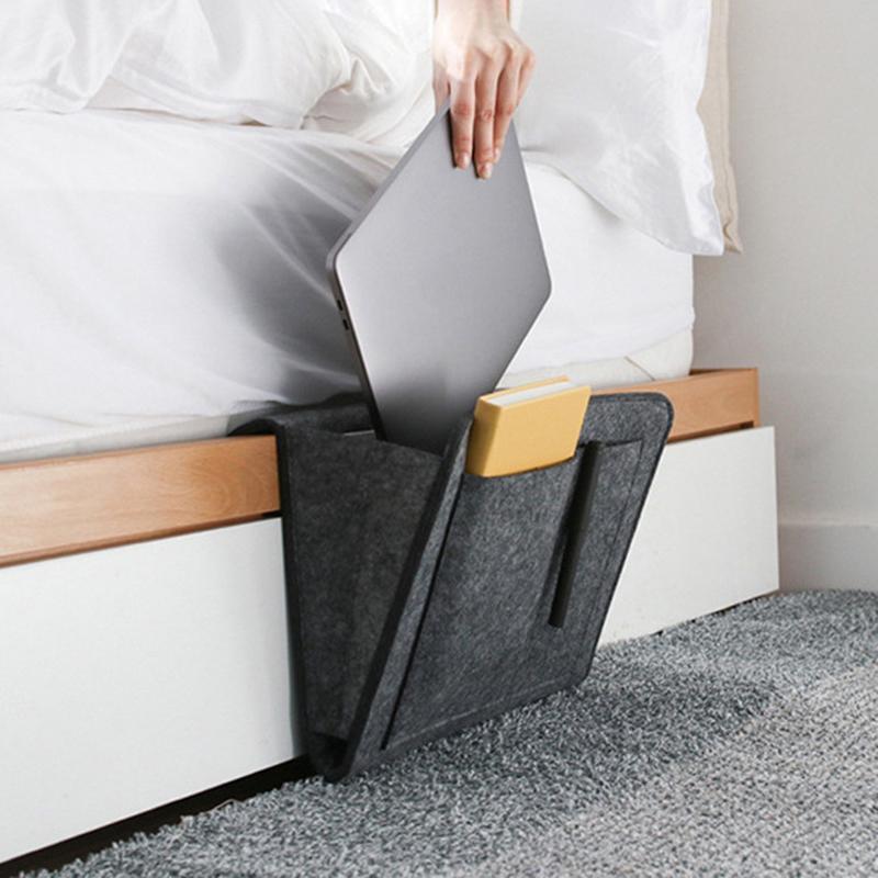 Bedside Storage Bag, 1 Count Non-punching Collapsible Bed Head Storage Bag, Desk Cabinet Hanging Storage Bag, Home Organizer 0
