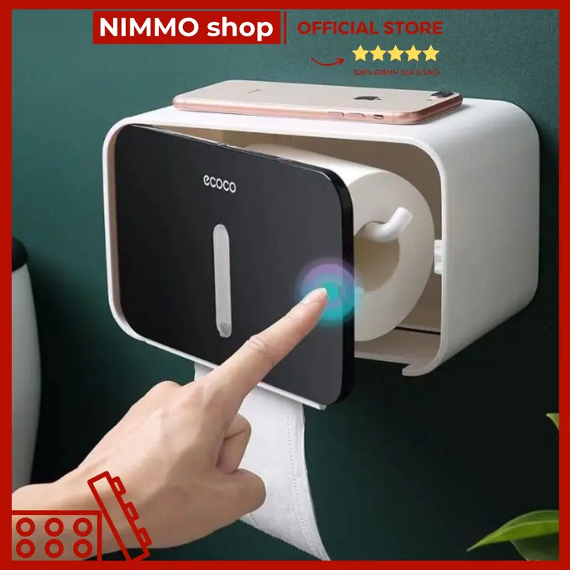Hộp Đựng Giấy Vệ Sinh Chữ Nhật Dán Tường Cao Cấp Chống Nước, Tiện Lợi Nimmo Shop Nhà Tắm, Toilet 0