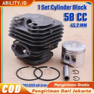 58CC Chainsaw Cylinder Piston Kit / 5800 / 45.2MM / Cylinder Block Assy Komplit Blok Chainsaw 58cc / boring blok komplit mesin chainsaw senso sinso mini kecil / Sparepart Gergaji Kayu