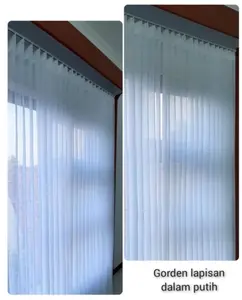 Gorden Vitrase Model Kaitan Kawat Putih 100x100cm-250x250cm untuk Jendela Lebar 50-100-200-300cm - Curtain Daleman Transparan