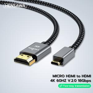 HENSAWA สายเคเบิลอีเทอร์เน็ต 4K Micro HDMI to HDMI Mini HDMI to HDMI รองรับความละเอียด 3D และ 4K60Hz รุ่น VC110