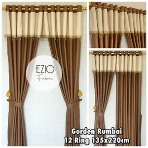 GORDEN RUMBAI PONI KRISTAL MODEL SMOKRING MINIMALIS MEWAH Katun Renda Renda