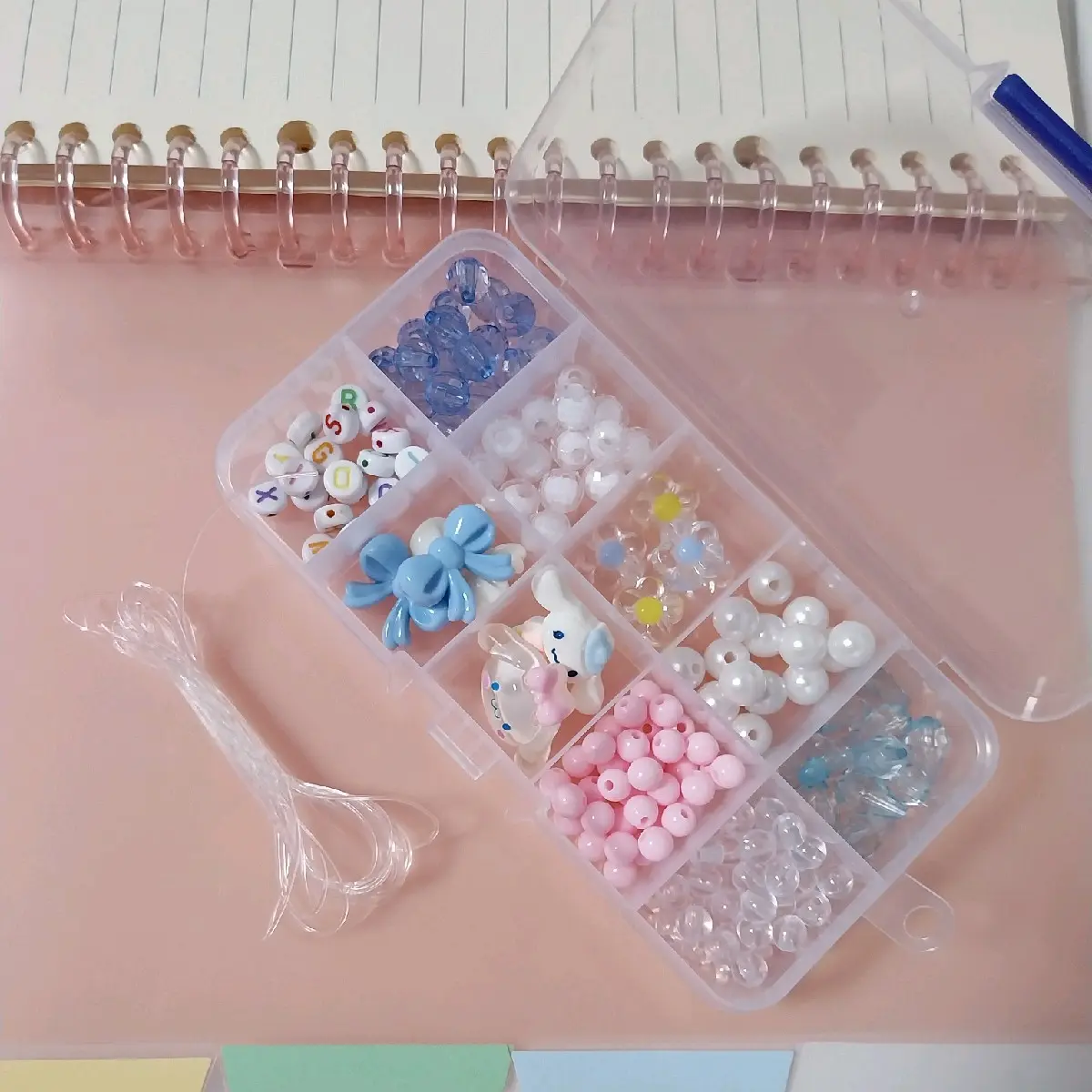 set paket DIY manik manik meronce gelang cincin kalung