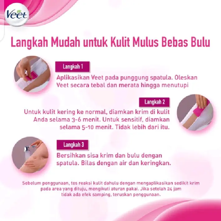 Veet Hair Removal Cream perontok bulu pink 25gr kulit mulus bersih putih bebas bau menyengat Organik Asam Amino Bebas Silikon Tanpa Pengharum 3