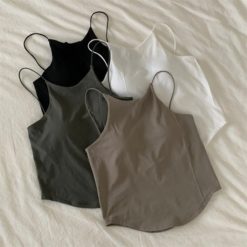 Cross-Border New Arrival Solid Color Thin Shoulder Beauty Back Tube Top French Chic Camisole Women's Underwear Padded Gathered Wrapped Chest