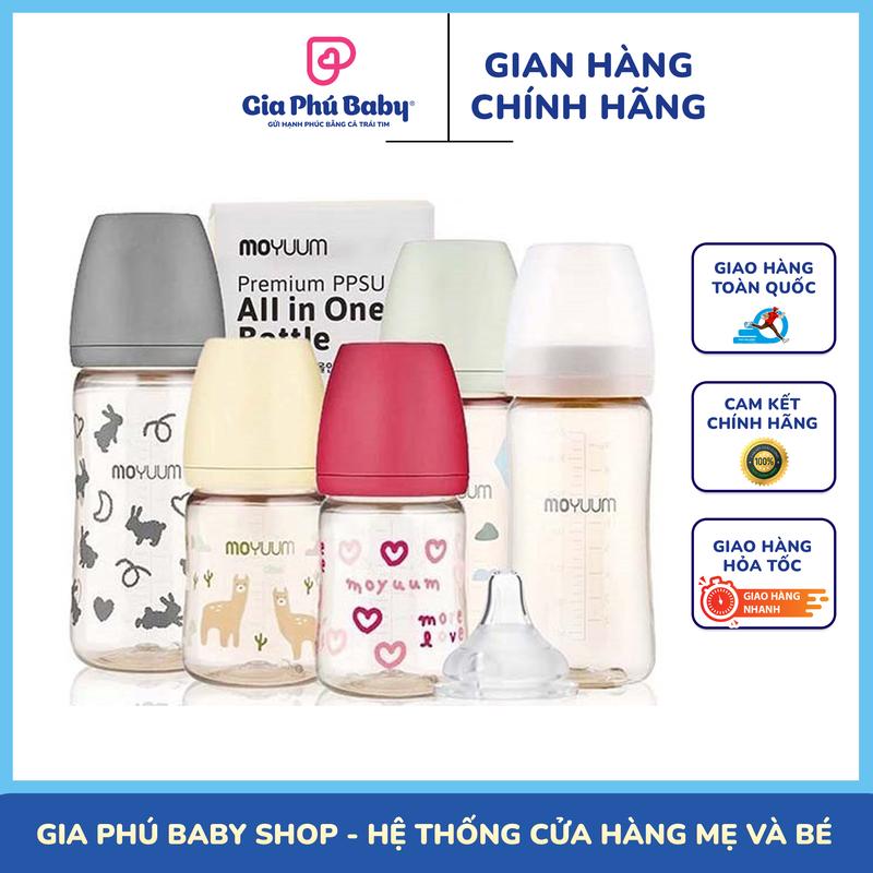 Bình Sữa Moyuum Hàn Quốc Mẫu Trơn/thỏ/tim/mây 170ml - 270ml hàng chính hãng