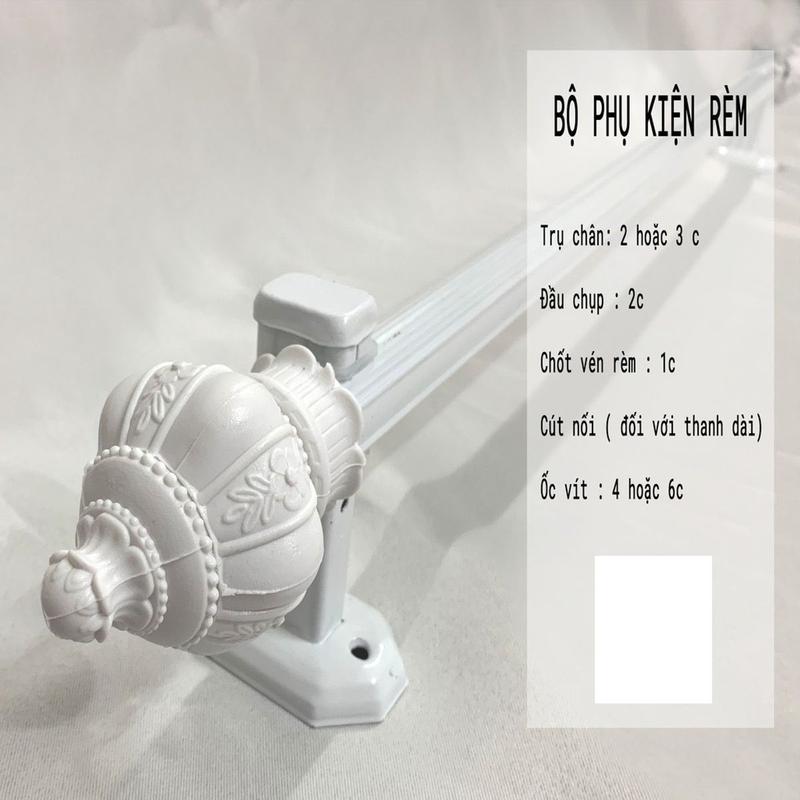 Thanh treo rèm cao cấp chịu lực tốt, nhiều kícḣ thước (gồm pát đỡ, đầu chụp, núm cột, ốc vít) 0