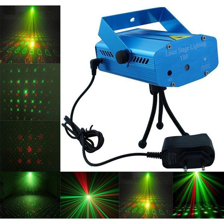 Đèn Laser 6 hình mini ánh sáng cực nhạy dùng cho sân khấu phòng ngủ ,tiệc sinh nhật