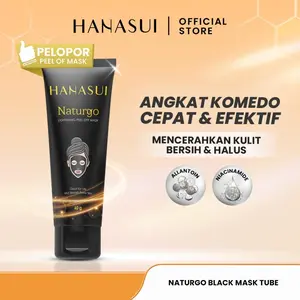 Hanasui Naturgo Black Peel Off Mask Tube - Masker Hitam Angkat Komedo & Sel Kulit Mati Bersih Halus Mencerahkan Dengan Niacinamide 60gr