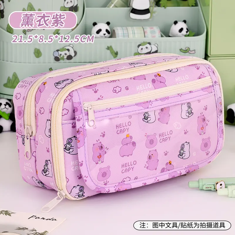 Hộp đựng bút Hello Kitty, Loopy hồng, Capybara dung tích lớn nhiều ngăn, túi bút đa năng, thiết kế dễ thương phù hợp cho học sinh sinh viên 7