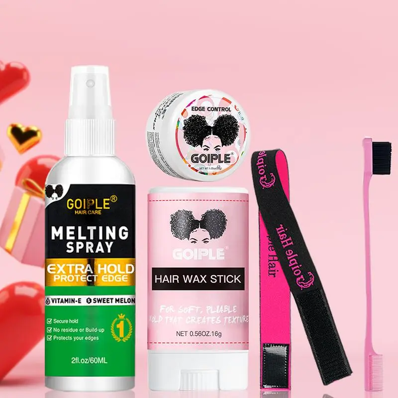 Wig Care Set, 5 Counts/set Natural Styling Wig Spray & Hair Wax & Edge Control Hair Brush & Wig Band for Closure Wig, Hair Styling Accessories for Women, Daily Hair Styling Products, Valentine's Day Gift, Haircare, Birthday Gift Ideas
