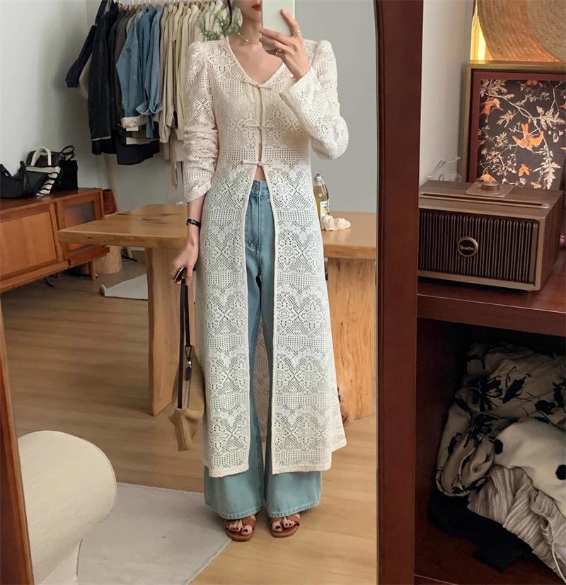 Product Introduction of Áo Cardigan Phong Cách Trung Quốc Mới, Cổ Tròn Mùa Xuân, Phong Cách Dân Tộc, Thiết Kế Khoét Lỗ Nhẹ Nhàng, Có Khóa Và Khe Hở Ren, Áo Sơ Mi Dài, Dành Cho Nữ Top Women Blazer Jacket 9