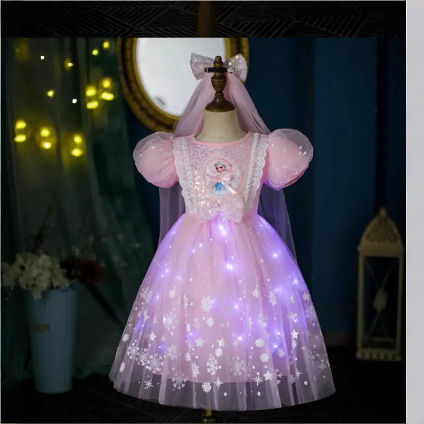 Frozen Princess Dress Girls' Dress Children's Luminous Aisha Dress Lolita Dress Summer New