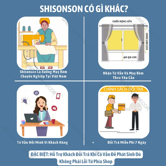 Rèm cửa dán tường Shisonson Decor 2 lớp họa tiết chống nắng, cản sáng, cản tia UV 8