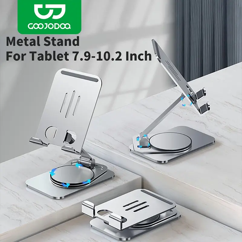 【CDO/GOOJODOQ】 360 degree Tablet Phone Stand Holder For iPad Pro 11 10th 10.2 7th 8th 9th Gen  rotatable for ipad Adjusstable Metal soporte tablet phone Accessories Alloy Mobile Smartphone Aluminum Folding