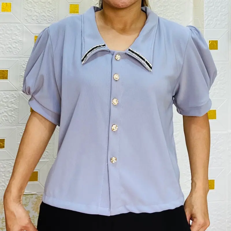 Jaddmei”Oliv top model tali belakang semi crop premium bangkok Kancing Tebal Wanita Slim Denim Atasan Denim 3