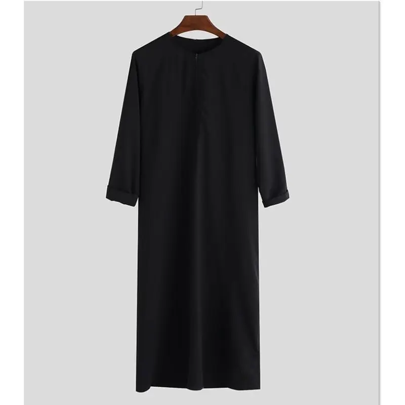 2025 New Muslim Middle East Arab Dubai Men's Loose Robe Zipper Shirt Men 6