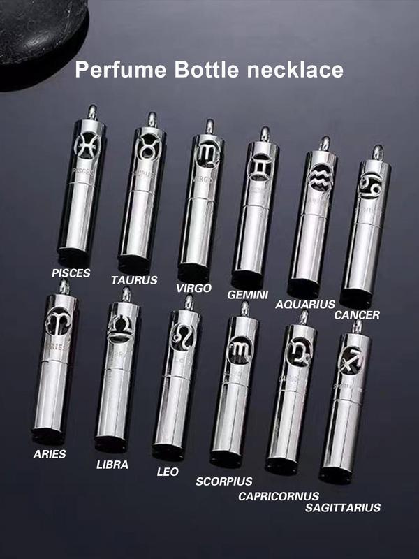 10pcs Men's Personalized Letter Pattern Pendant Necklace, Perfume Bottle Design Stainless Steel Jewelry Accessories for Party, Daily Birthday Gift, Necklaces Men 4
