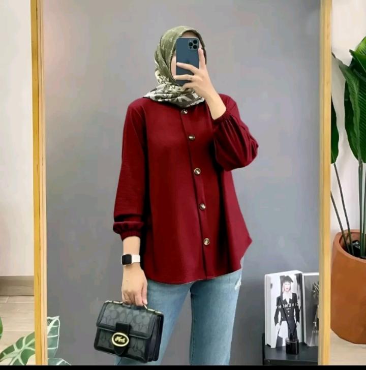 Baju Atasan Wanita Terbaru lengan karet Crinkle airflo 0