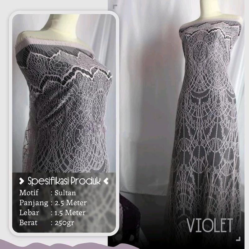 Kain Brukat Chantily Bahan Kebaya Brokat Santili 8