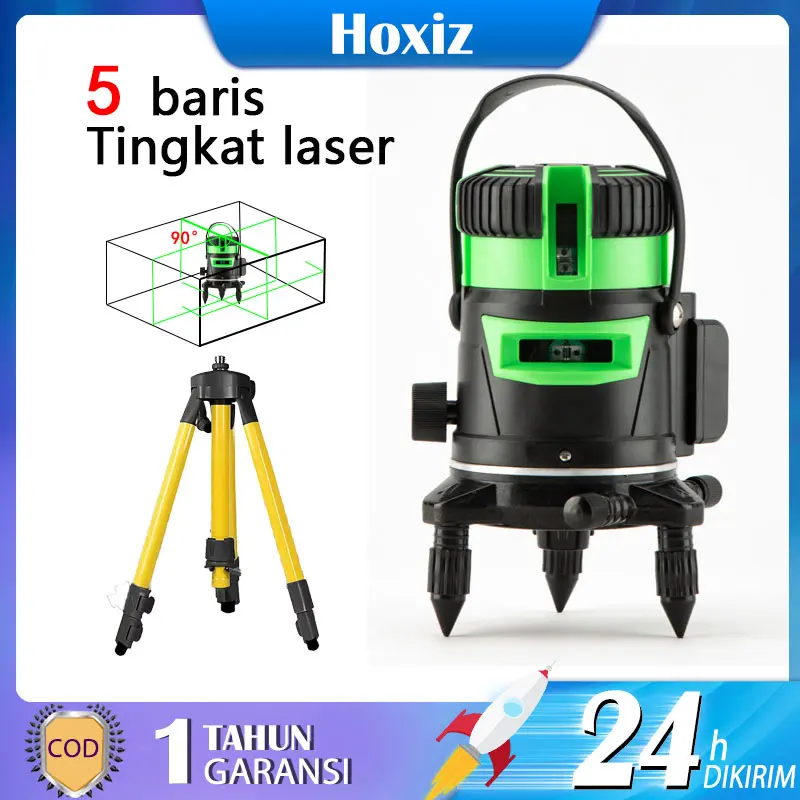 5 Line 6 Poin Tingkat Laser kuat Cahaya 360 ° Rotary Vertikal Horizontal Laser Jalur Tripod luar ruangan Alat ukur