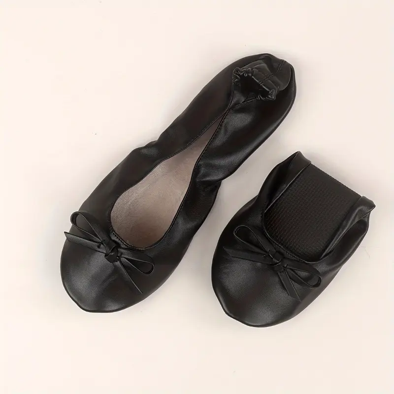Soft and Comfortable 2311-2 Black + Bow Silvery Women's Casual Fashion Dance Shoes - Foldable Easy-to-Carry Non-Tired Feet All-match Home 5