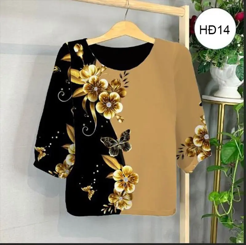 A2- Áo lụa trung niên tặng bà tặng mẹ, mặc ở nhà, đi làm đi chơi đều đẹp Nữ Top Kem Women 0