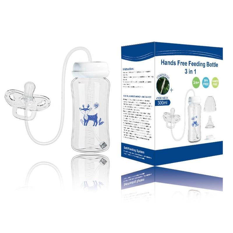 TKTRIDEX store Sáng tạo 3 trong 1 Bình sữa cho bé không cần dùng tay 300ML Cổ…