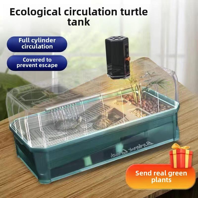 Product Introduction of Turtle Special Cylinder Extra Large Tortoise Feeding Household Water and Land Brazilian Turtle Cylinder Villa Landscape Change Water Ecological Feeding Box 0