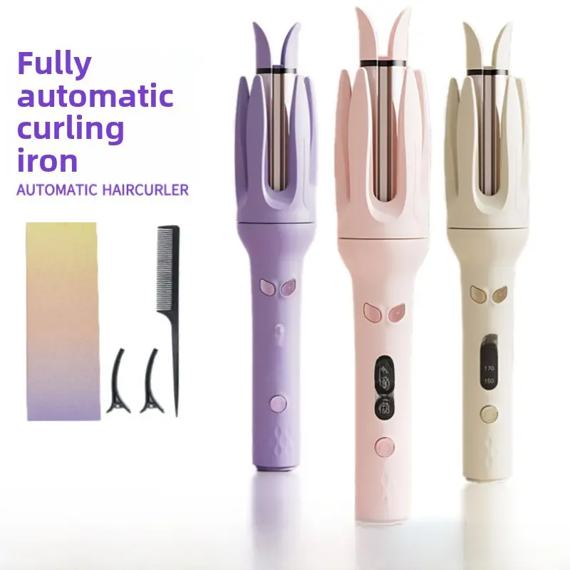 Full-Automatic Hair Curler Big Wave Anion Lasting Setting Hair Curler Hair Curler Rotation Hair Curler,Hair Curler,  Curling Iron,  Automatic Curling Iron, Hair Curler Automatic Rotating, Hair Crimper for Women, 3 Temperatures Adjustable (Pink) 0