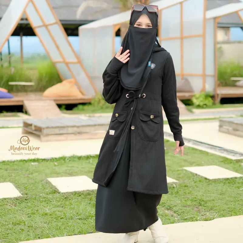 Jaket Panjang Hoodie Anak Cewe Outer Fashionable 10-12 Tahun Kekinian Modern Bahan Waffle Terbaru Cantik Hoodie Cewek 2