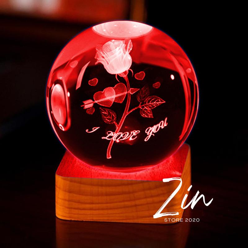 Đèn Quả Cầu Pha Lê LED RGB Nhiều Màu, Decor Bàn Học, Bàn Làm Việc, Đèn Ngủ Đẹp Lung Linh dendecor quả cầu  pha lê