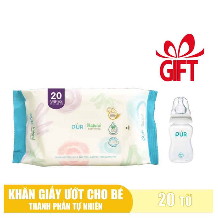 PUR -  [Lấy quà trong Live] Khăn ướt 20 tờ tặng kèm bình Comfort (60, 120, 250) 0