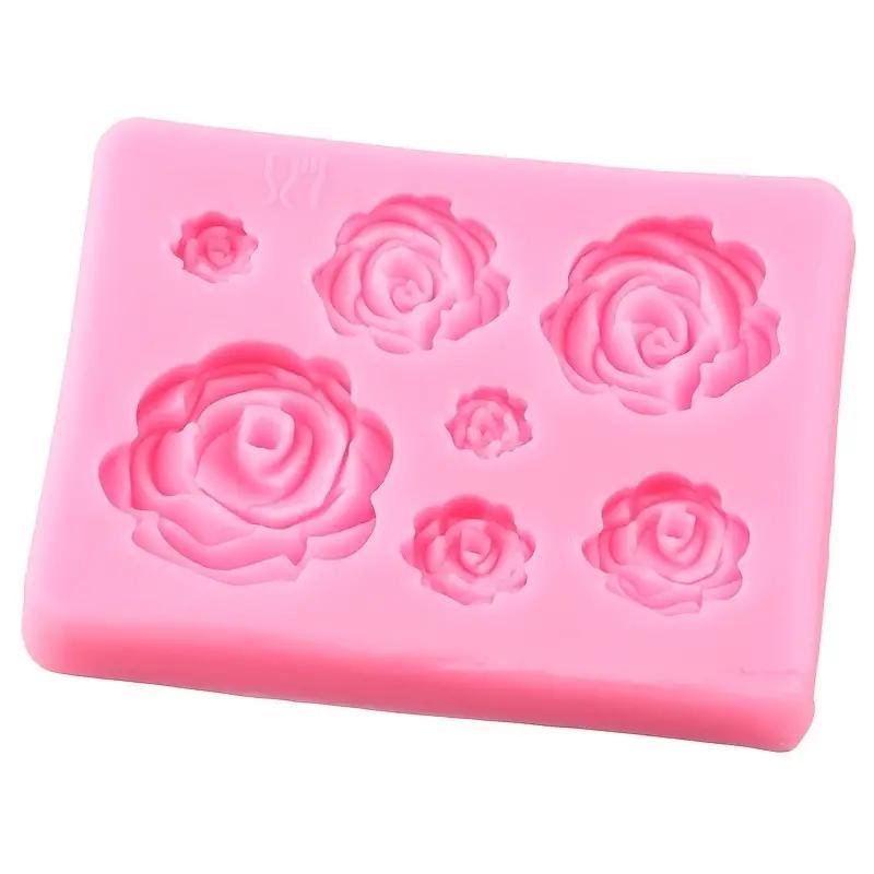 Rose Flower Shaped Silicone Mold, Non-slip Food Grade DIY Wedding Cupcake Cake Chocolate Gummy Mold, Kitchen Tool for Baking 3