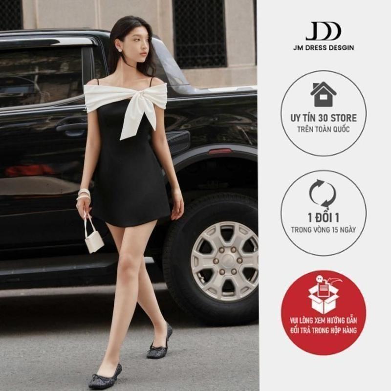 Đầm 2 dây vạt cong phối áo ngoài dáng mini sang trọng dự tiệc 1P04.2506K, Váy 2 dây thiết kế JM Dress Design