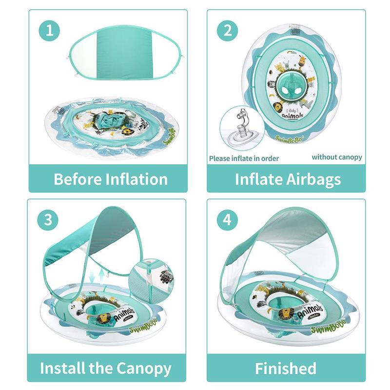 Inflatable Baby Swimming Ring With Sunshade, Swimming Ring For Toddlers, Water Sports Equipment For Indoor And Outdoor Swimming 3