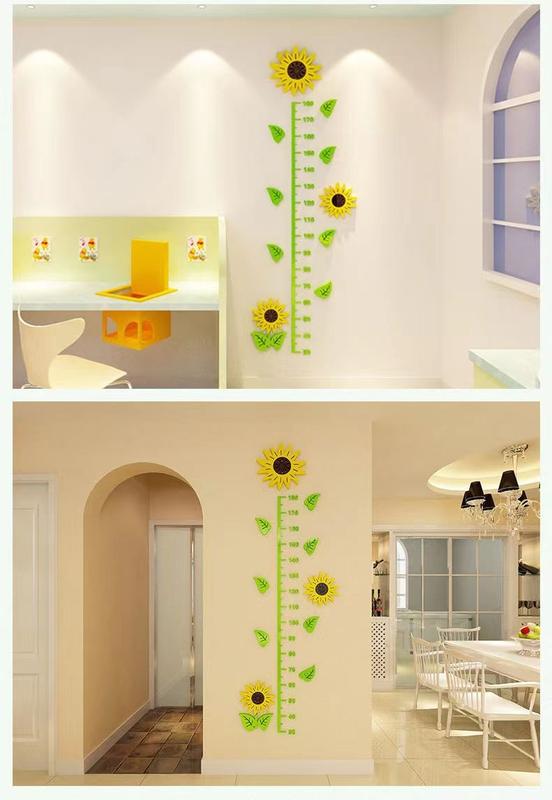 Product Introduction of Sunflower 3D Stereo Height Measurement Wall Sticker Children Height Measuring Wall Stickers Test Stature (Foot) Baby Room Sticker Decoration Removable 7