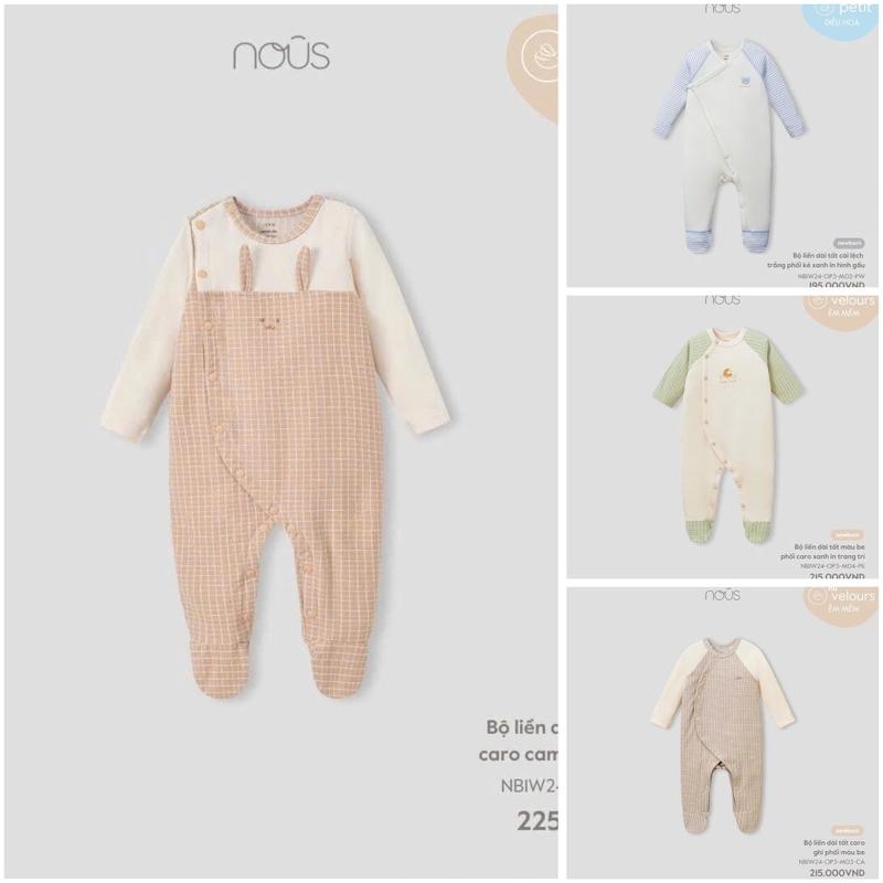 [NOUS XẢ] Bộ body dài tay liền tất sơ sinh chất liệu mềm mại Nous