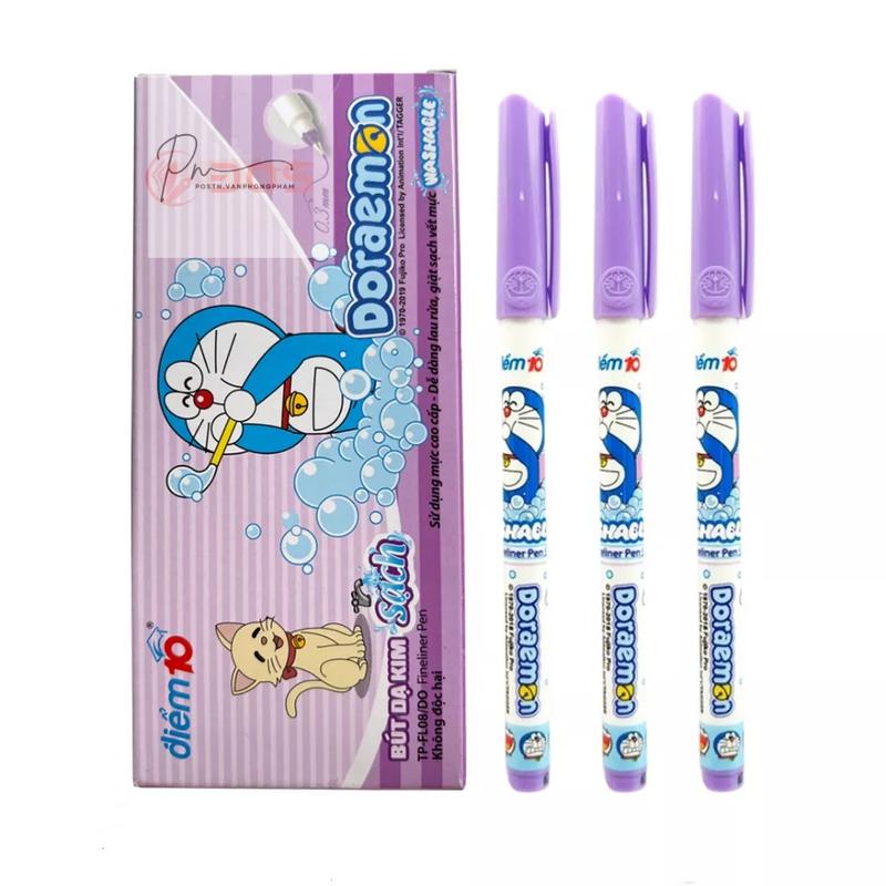 Hộp 10 Bút lông kim Thiên Long Doraemon FL-08/DO mực tím