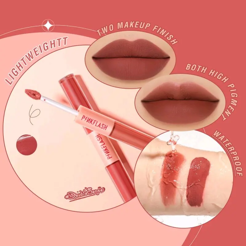 pinkflash lip cream double sense 2in1 duo lipstick velvet 1