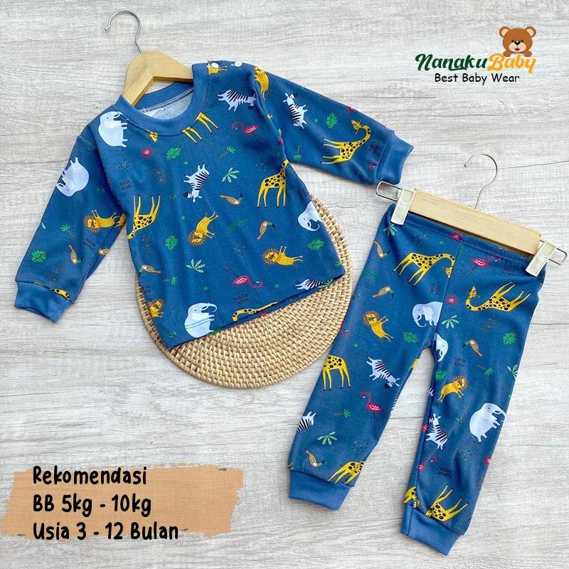 Nanaku Baby - Setelan Baju Bayi Piyama Bayi Lengan Panjang Motif Printing Flamingo Usia 3-12 Bulan 0